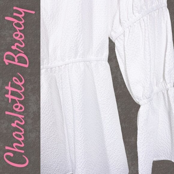 NWT CHARLOTTE BRODY Versailles Seersucker Blouse In White, Size Medium - Picture 5 of 7